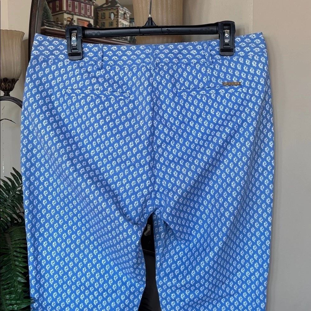 Michael Kors Crew Blue & White Geometric Casual Dress Pants Nautical Trousers